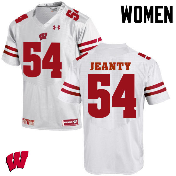 Wisconsin Badgers Women's #54 Dallas Jeanty NCAA Under Armour Authentic White College Stitched Football Jersey NM40Y84EW
